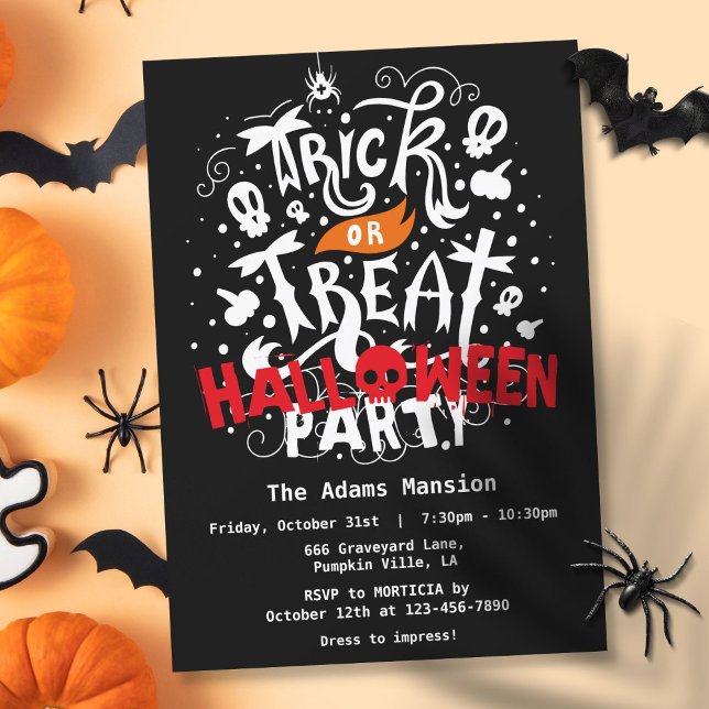 Invitación Fiesta de Halloween de Truco o Trato (Trick or Treat Halloween Party Invitation)