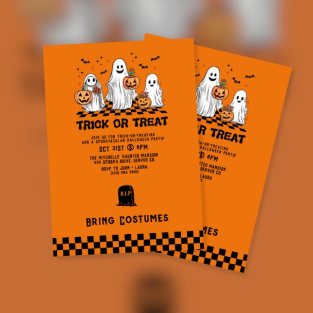 Invitación Fiesta de Halloween de Truco o Trato de Fantasma y (Subido por el creador)