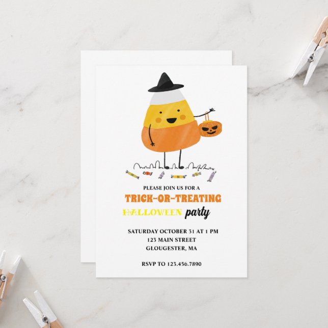 Invitación Fiesta de Halloween de truco o truco (Anverso/Reverso In Situ)