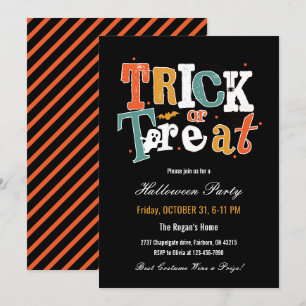 Invitación Fiesta de Halloween de truco o truco