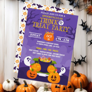 Invitación Fiesta de Halloween de Trunk o Trek
