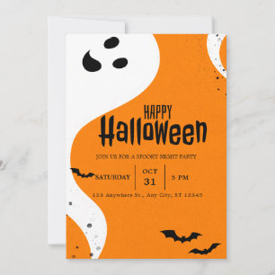 Invitación Fiesta De Halloween De Un Fantasma Y Naranja De Ba