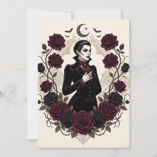 Invitación Fiesta de Halloween de vampiro gótico Rosa de Borg