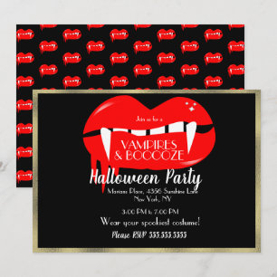 Invitación Fiesta de Halloween de vampiros adultos rojo negro
