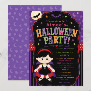 Invitación Fiesta de Halloween de vampiros para niños