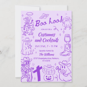 Invitación Fiesta de Halloween de Vaquero Purple Quirky