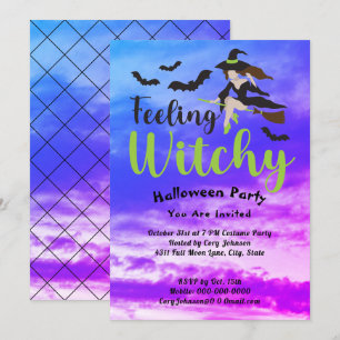 Invitación Fiesta de Halloween de Witch Bats
