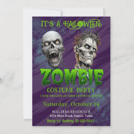 Invitación Fiesta de Halloween de zombies esqueleto apocalips