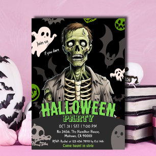 Invitación Fiesta de Halloween de zombies Fantasma huesos de