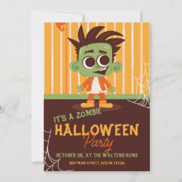 Invitación Fiesta de Halloween de Zombies Lindos para Niños E