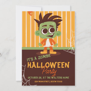 Invitación Fiesta de Halloween de Zombies Lindos para Niños E