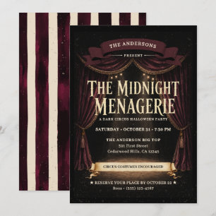 Invitación Fiesta de Halloween del Circo Oscuro Antiguo