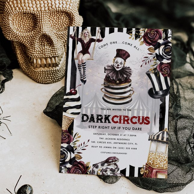 Invitación Fiesta de Halloween del Circo Oscuro Elegante (Subido por el creador)