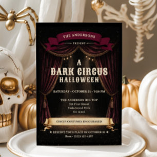 Invitación Fiesta de Halloween del Circo Oscuro Vintage