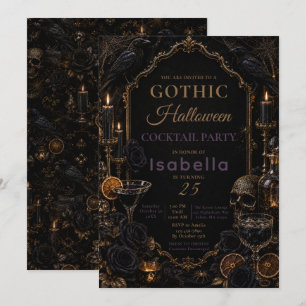 Invitación Fiesta de Halloween del Cuervo Gótico