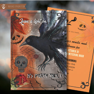 Invitación Fiesta de Halloween del Cuervo Gótico Noche Espelu
