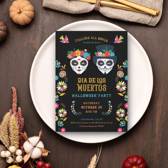 Invitación Fiesta de Halloween del Día de los Muertos (Subido por el creador)