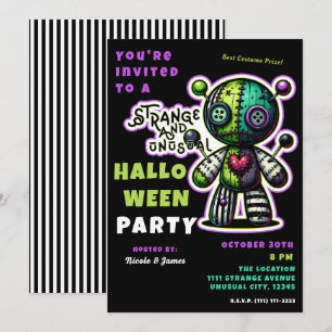 Invitación Fiesta de Halloween del extraño y inusual oso de v