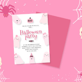 Invitación Fiesta de Halloween del fantasma rosado
