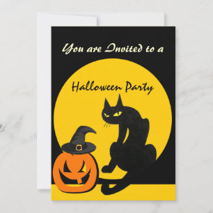 INVITACIÓN FIESTA DE HALLOWEEN DEL GATO NEGRO