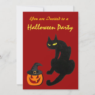 INVITACIÓN FIESTA DE HALLOWEEN DEL GATO NEGRO