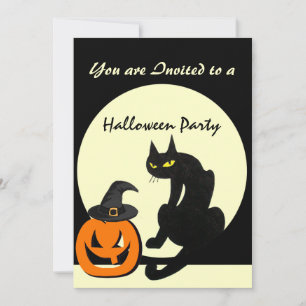 INVITACIÓN FIESTA DE HALLOWEEN DEL GATO NEGRO