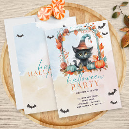Invitación Fiesta de Halloween del Gato Negro en el Parche de