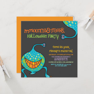 Invitación Fiesta de Halloween del Niño Alien Verde Monstruo