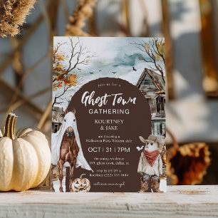 Invitación Fiesta de Halloween del Oeste Reunión de Pueblo Fa