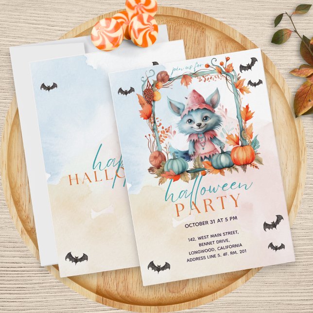 Invitación Fiesta de Halloween del zorro en la parcela de cal (Subido por el creador)