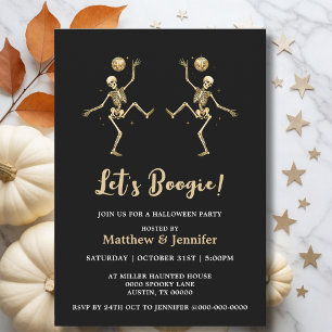 Invitación Fiesta de Halloween Disco de Esqueleto Bailando Do