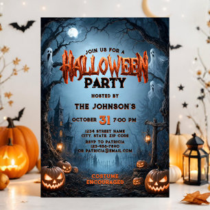 Invitación Fiesta de Halloween Disfraz de Calabaza Espeluznan