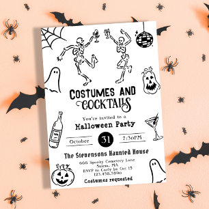 Invitación Fiesta de Halloween divertida, extravagante y capr