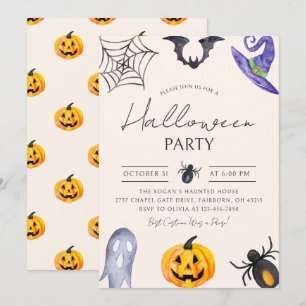 Invitación Fiesta de Halloween Divertida y Tenebrosa con Acua