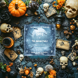 Invitación Fiesta de Halloween embrujada bajo la luz de la lu