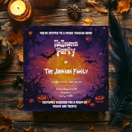 Invitación Fiesta de Halloween Embrujada con Calabazas y Murc