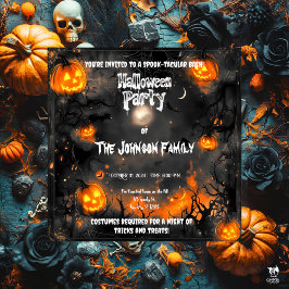 Invitación Fiesta de Halloween Embrujada con Jacks Brillantes