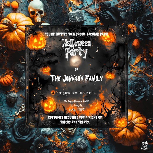 Invitación Fiesta de Halloween Embrujada con Jacks Brillantes (Subido por el creador)