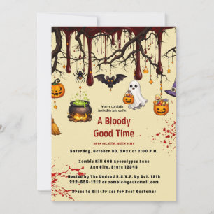 Invitación Fiesta de Halloween Embrujada con Salpicaduras de