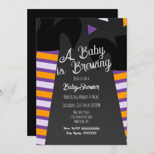 Invitación Fiesta de Halloween en Baby Shower con pies de bru