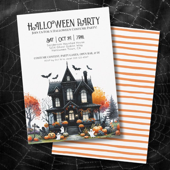 Invitación Fiesta de Halloween en Casa Embrujada (Haunted House Halloween Party Invitation)