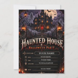 Invitación Fiesta de Halloween en Casa Embrujada de Terror Gó