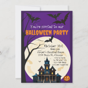 Invitación Fiesta de Halloween en Casa Embrujada Espeluznante