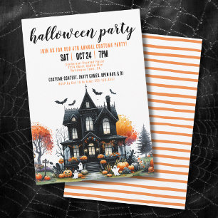 Invitación Fiesta de Halloween en Casa Embrujada Espeluznante