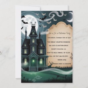 Invitación Fiesta de Halloween en Casa Embrujada Espeluznante