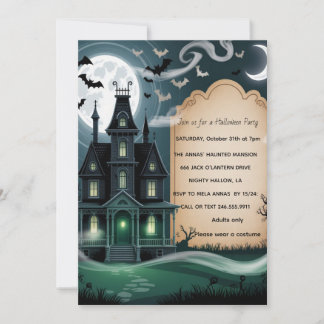 Invitación Fiesta de Halloween en Casa Embrujada Espeluznante
