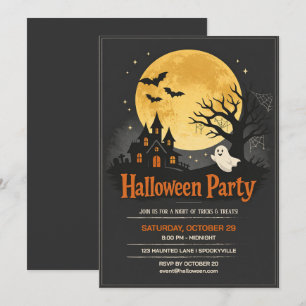 Invitación Fiesta de Halloween en Casa Embrujada Espeluznante