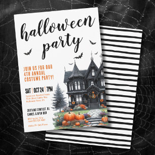 Invitación Fiesta de Halloween en Casa Embrujada Gótica
