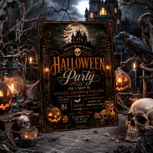 Invitación Fiesta de Halloween en Casa Embrujada Gótica Moder
