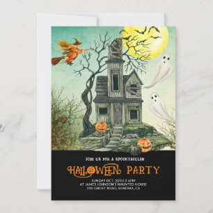 Invitación Fiesta de Halloween en Casa Embrujada para Niños